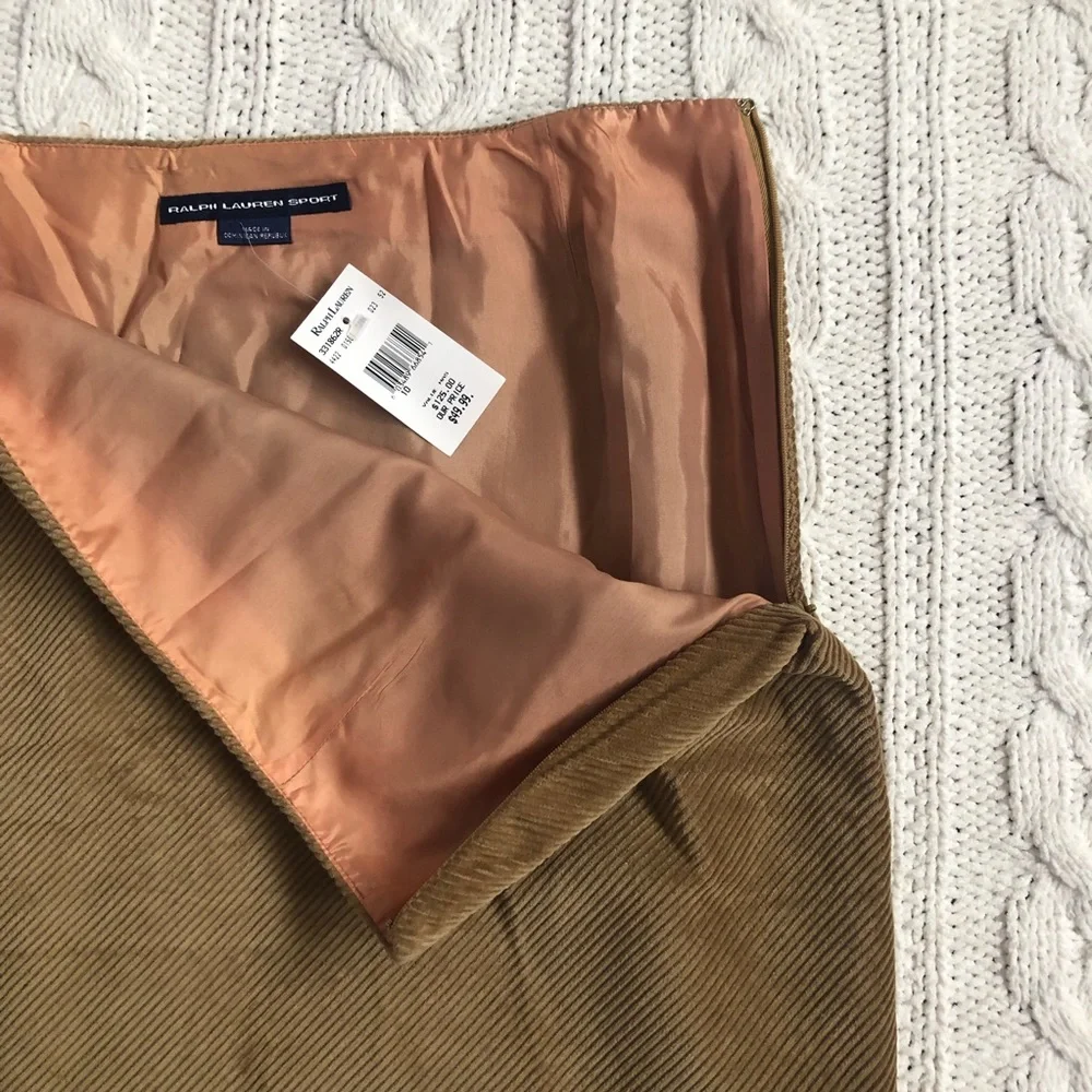 Ralph Lauren Sport 10 tan high waisted corduroy pencil skirt NWT - Picture 6 of 8